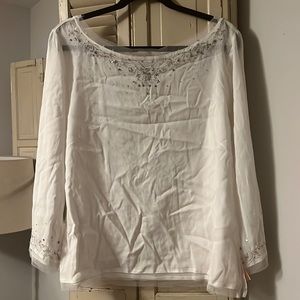 Odille Long Sleeve Embellished Blouse Size 14